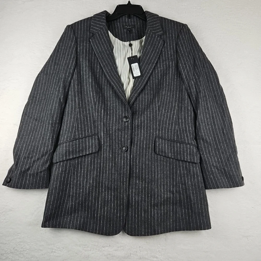 NWT Rag & Bone Charles Italian Virgin Wool Blend Blazer Gray Womens Sz 10 ($595)